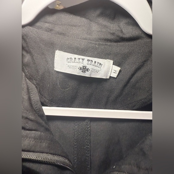 Crazy Train Black and Brown Utility Jacket with Leopard Accents, medium - Picture 3 of 5